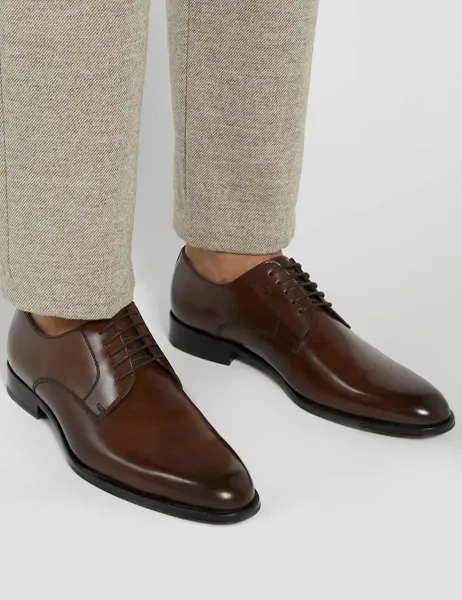 Dune London Wide Fit Premium Leather Sole Derby Shoe Dark Brown