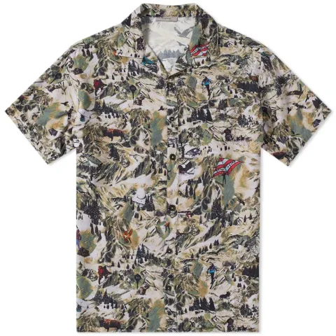 Short Sleeve Alpine Print Vacation Shirt