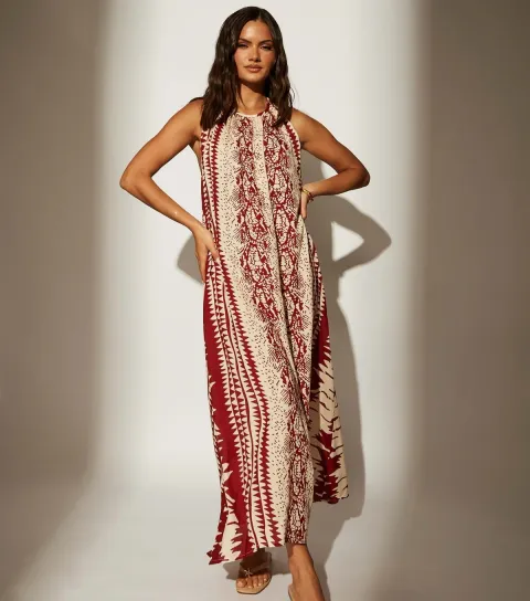 South Beach Women's Brown Printed Halterneck Beach Dress
