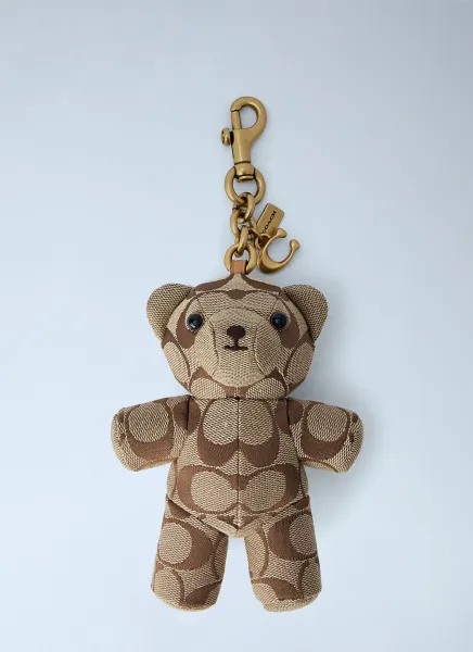 Coach Bear Bag Charm In Signature Jacquard