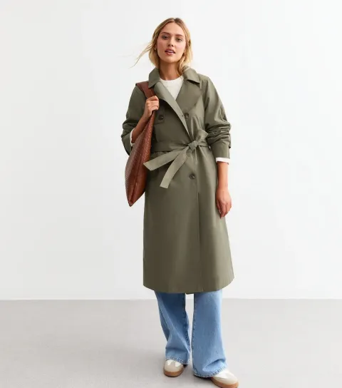 Women's Khaki Double Breasted Trench Coat