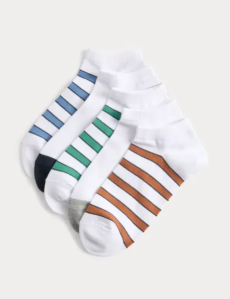 Marks & Spencer 5 Pack Striped Cool & FreshCotton Rich Trainer Liners