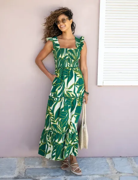 Pour Moi Lucy Cotton Poplin Tiered Maxi Dress Ivory Mix