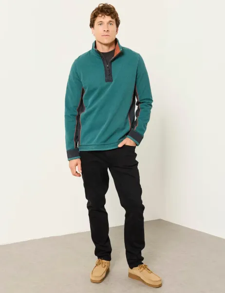 FatFace Pure Cotton Half Zip Long Sleeve Sweatshirt Teal Mix