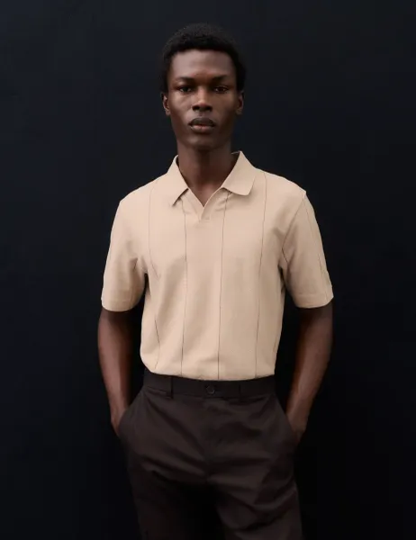 Autograph Supima Cotton Rich Striped Polo Shirt Flax