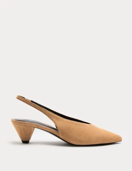 Marks & Spencer Suede Cone Heel Pointed Slingback Court Shoes