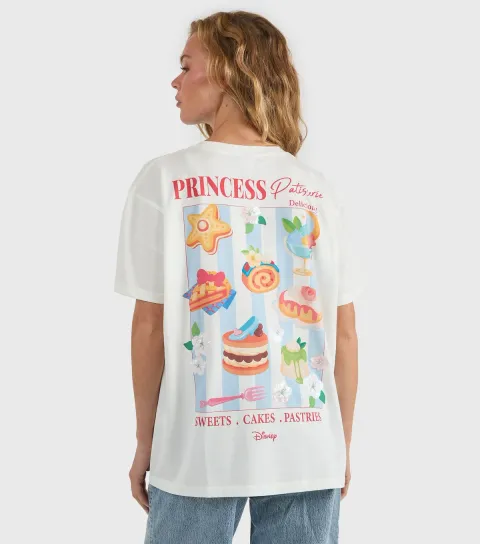 Women's White Disney Princess Patisserie Print T-shirt