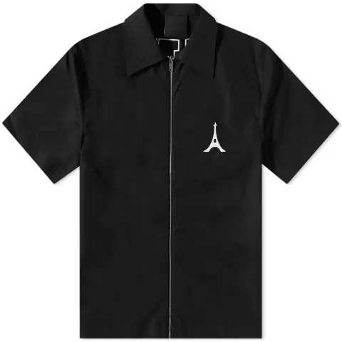 Short Sleeve College Logo Zip Shirt