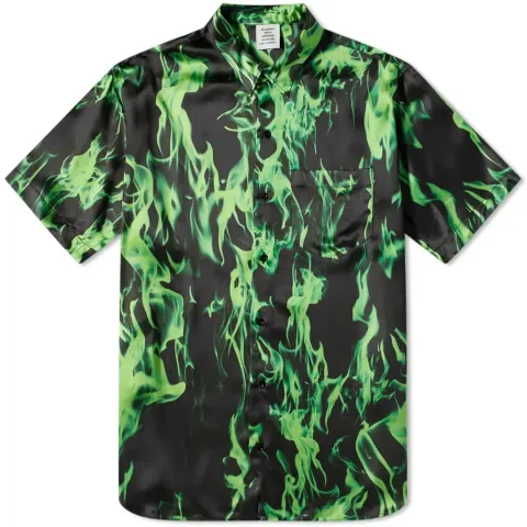 Short Sleeve Green Smoke Fluid Shirt