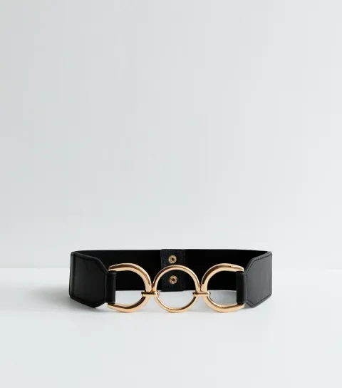 Black Circle Buckle Stretch Belt