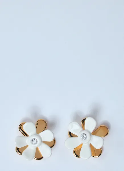 Enameled Metal Flower Pop Earrings