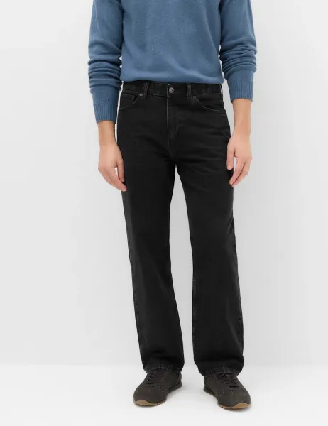Marks & Spencer Authentic Relaxed Straight Fit Rigid Jeans Black