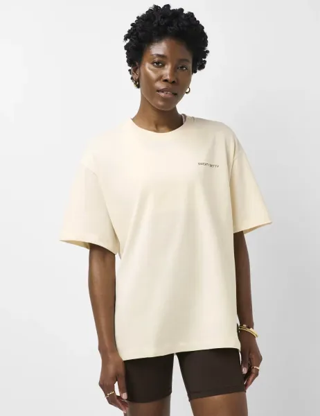Sweaty Betty Pure Cotton Graphic Crew Neck T-Shirt Cream Mix