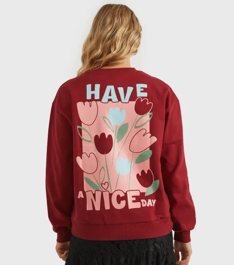 Women's Clothing Burgundy Have A Nice Day Sweatshirt