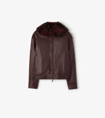 Leather Latchford Jacket in Bordeaux red