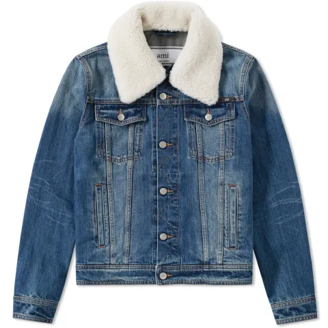 AMI Wool Collar Denim Jacket