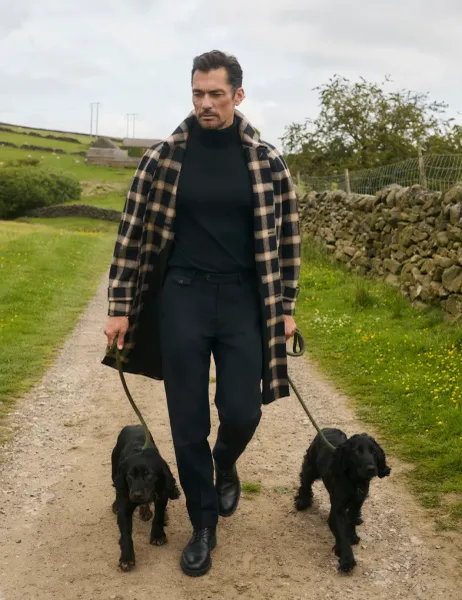 Jaeger Pure Wool Check Overcoat