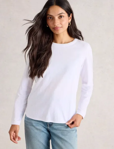 White Stuff Pure Cotton Printed T-Shirt White