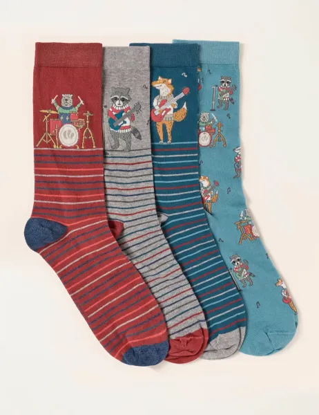 FatFace 4 Pack Novelty Cotton Rich Socks Multi