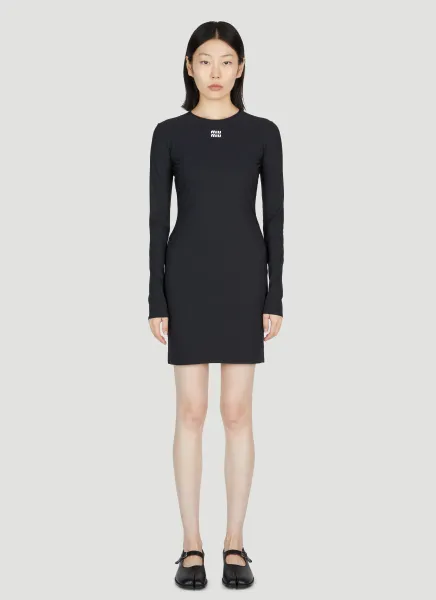 Logo Applique Stretch Mini Dress