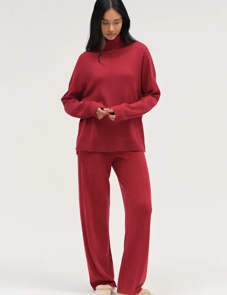 Chinti & Parker Wool Rich Roll Neck Jumper with Cashmere Red