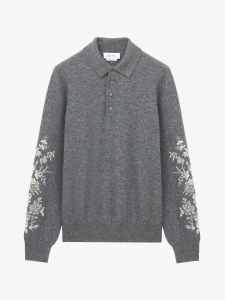 Floral Embroidery Polo Shirt