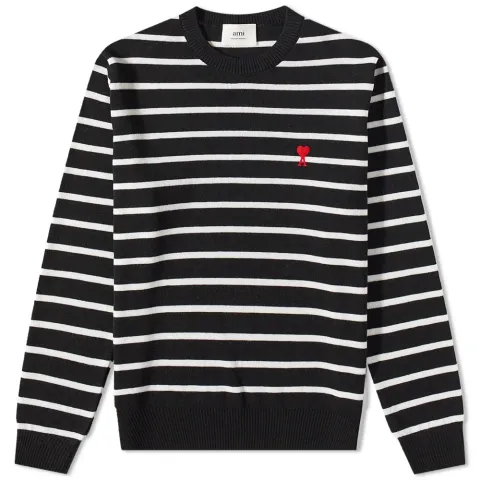 AMI Small A Heart Striped Crew Knit