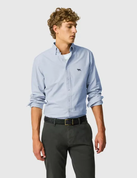 Rodd & Gunn Gunn Slim Fit Pure Cotton Oxford Shirt Blue Marl
