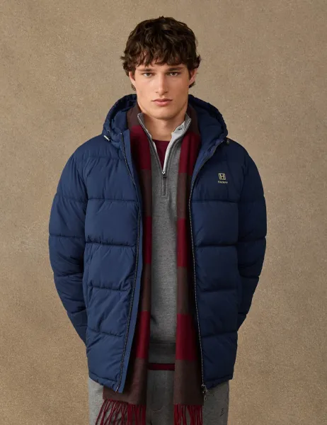 Hackett Regular Fit Hooded Puffer Jacket Navy