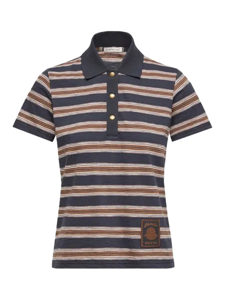 Women Polo Shirt Blue Brown