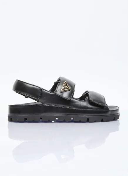 Logo Plaque Leather Sandals