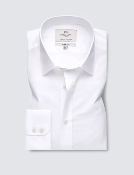 Hawes & Curtis Fitted Slim Easy Iron Pure Cotton Shirt White