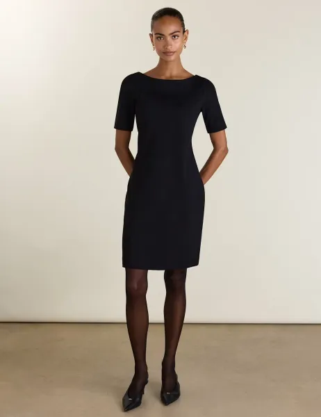 Ponte Knee Length Skater Dress Black