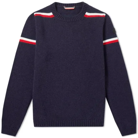 Twist Shoulder Stripe Crew Knit