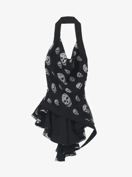 Skull Print Asymmetric Top