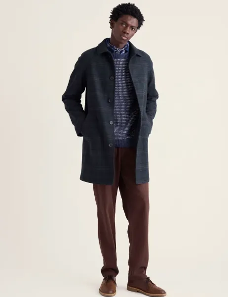 Seasalt Cornwall Men's Wool Blend Roskorwell Coat Navy Mix