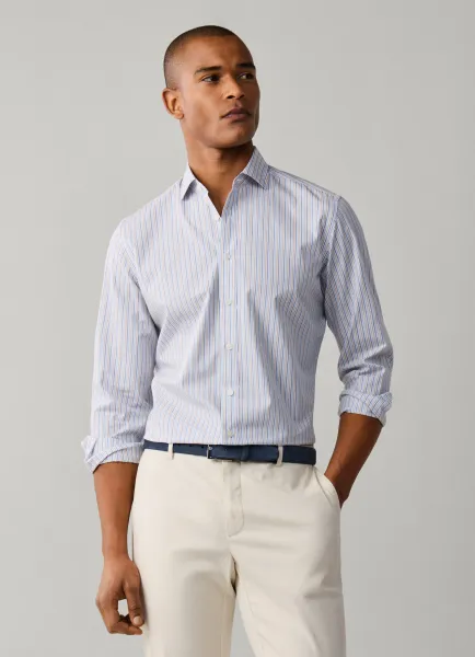 Tailored Fit Tri Colour Stripe Shirt