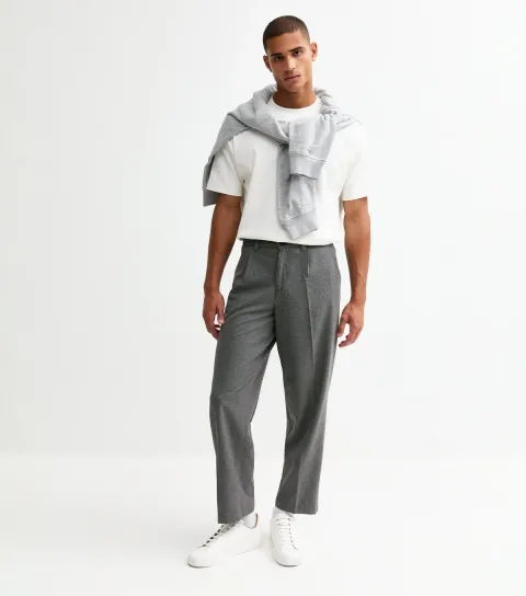 Men's Black Checked Pleated Oversized Tailored Trousers