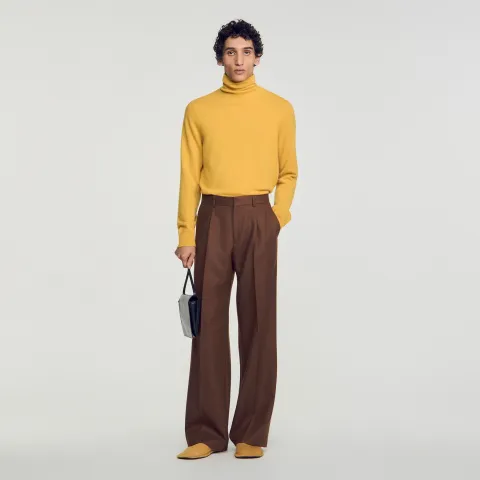 Wide-leg wool suit trousers