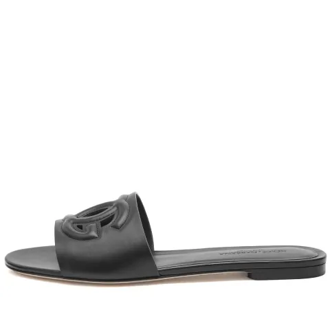 Leather Logo Slide Sandal
