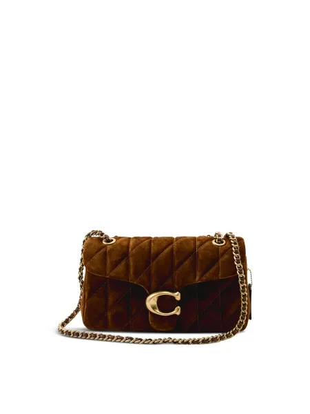 Coach Suede Quilted Tabby Shoulder Bag 26 With Chain