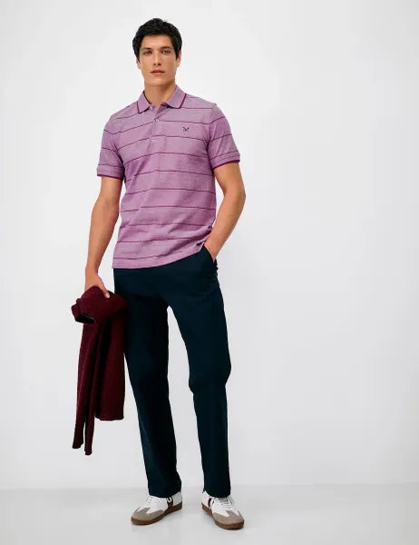 Crew Clothing Pure Cotton Oxford Stripe Polo Shirt