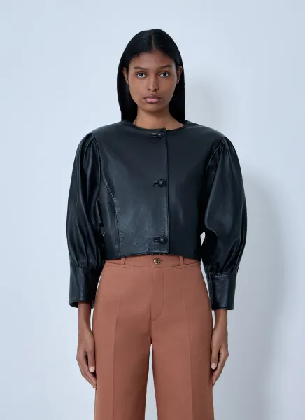 Cropped Collarless Jacket