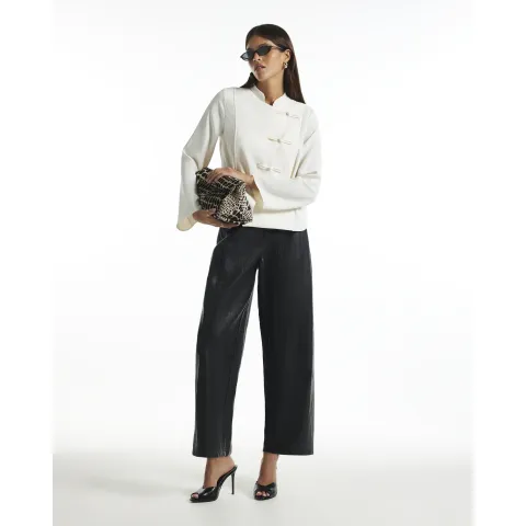 River Island Soft Faux Leather Barrel Leg Trousers