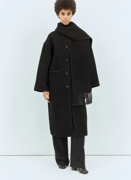 Embroidered Scarf Coat