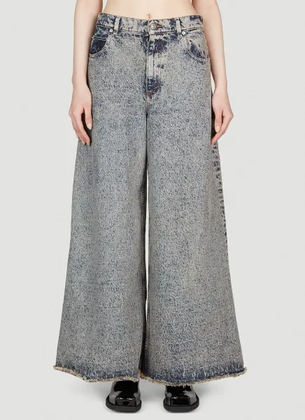 Marbled Wide Leg Denim Pants