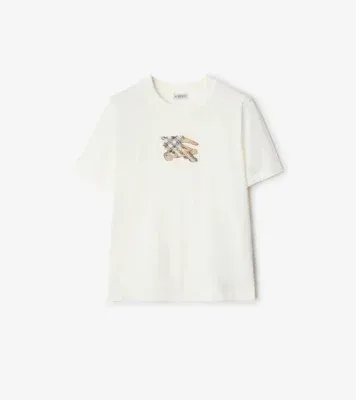 Knight Check Cotton T-shirt in Chalk white