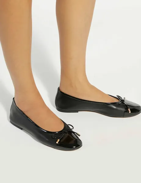 Dune London Leather Flat Ballet Pumps