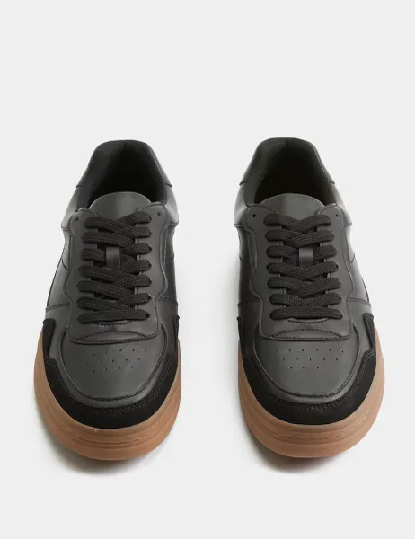 Marks & Spencer Lace Up Club Trainers Black Mix