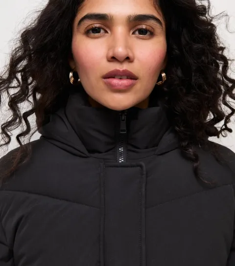 Women's Black Longline Puffer Jacket